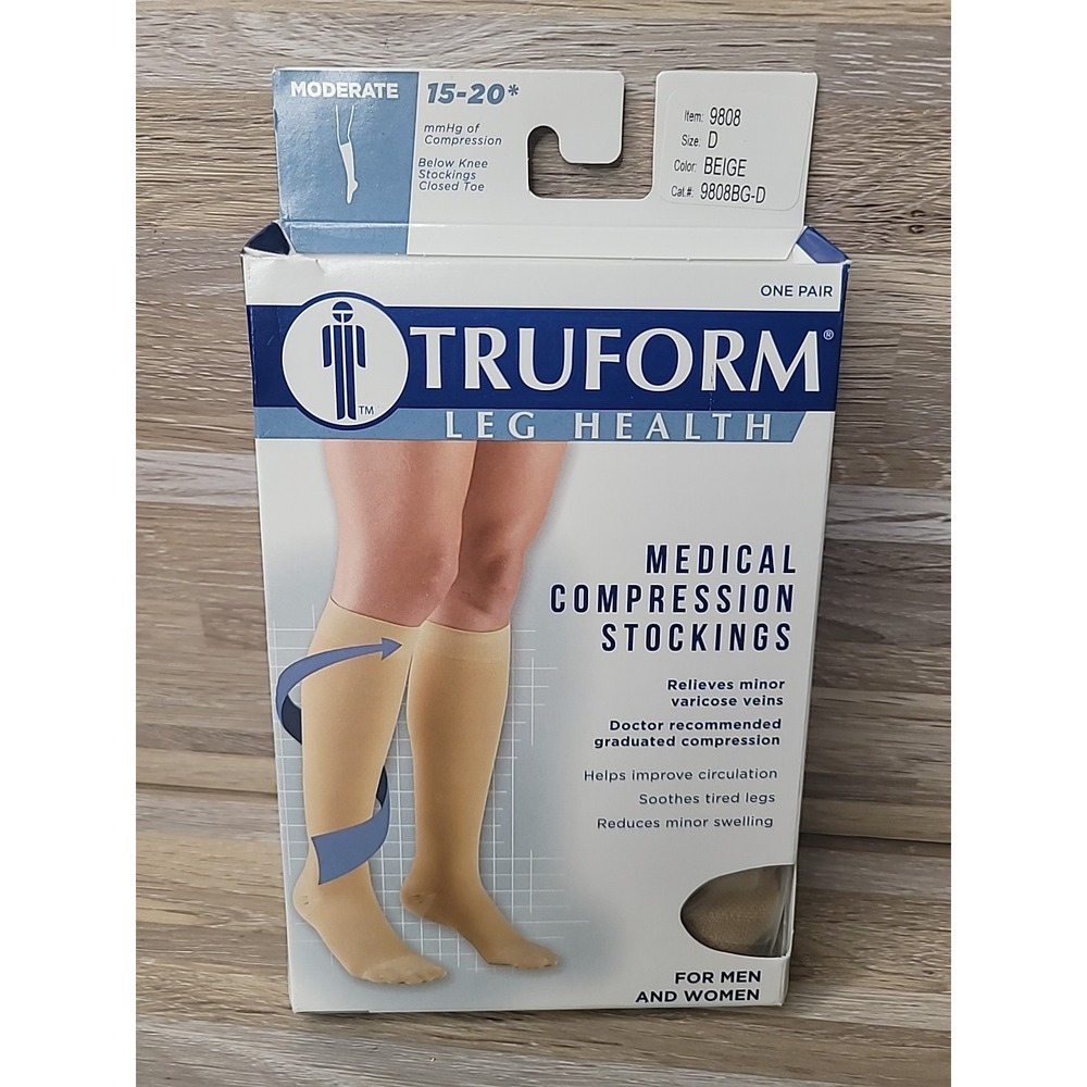 Truform 15-20 Mmhg Compression Stocking for Men & Women Knee High Length Size D